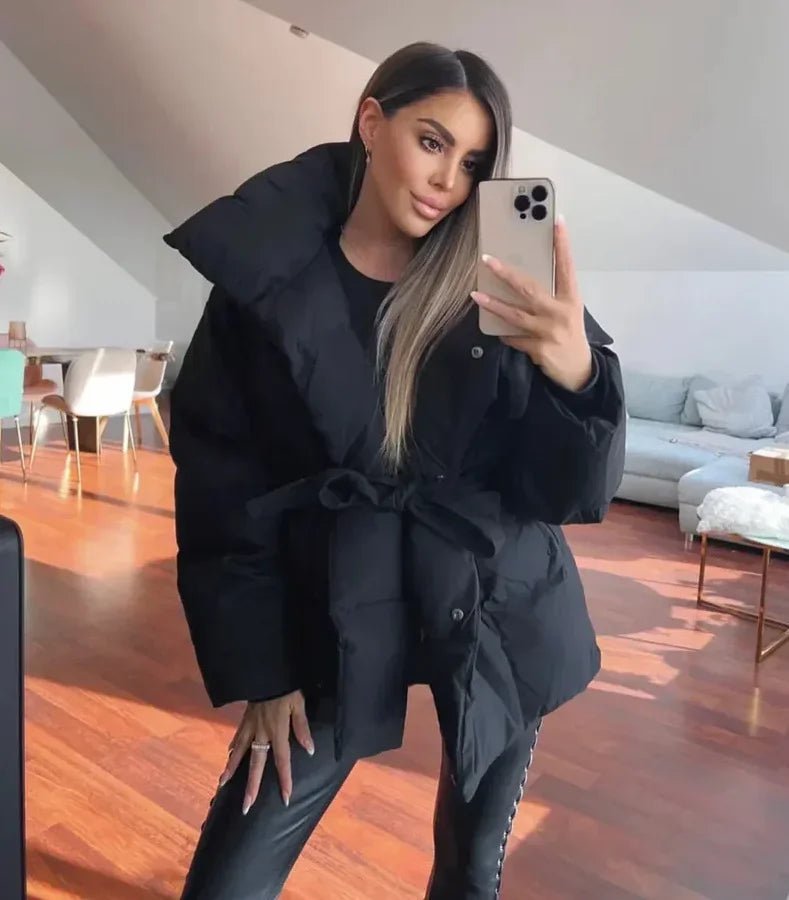 BeltedWarm Elegant Puffer Coat – Women’s Winter Jacket