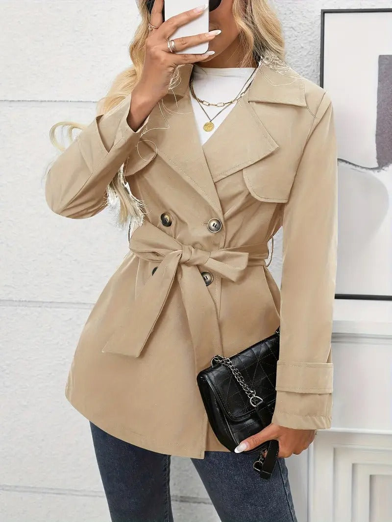 Women's Button-Front Trench Coat with Belt