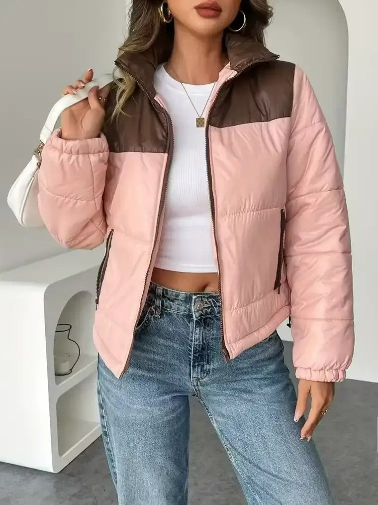 Two-Tone Lightweight Puffer Jacket – Warm, Casual & Modern