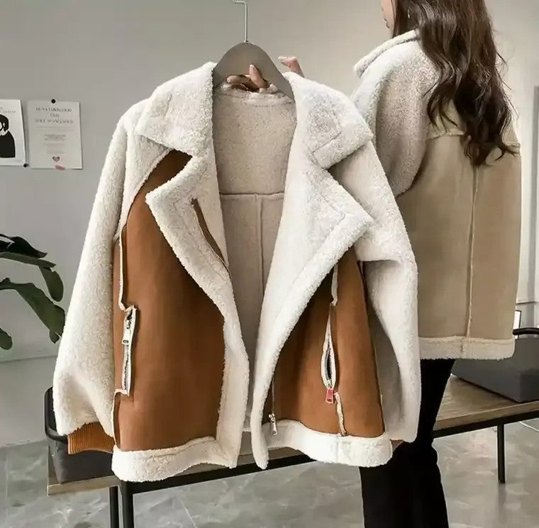 Women's Cropped Two-Tone Coat