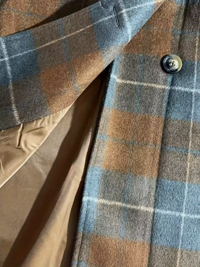 Women's Double-Breasted Plaid Winter Coat