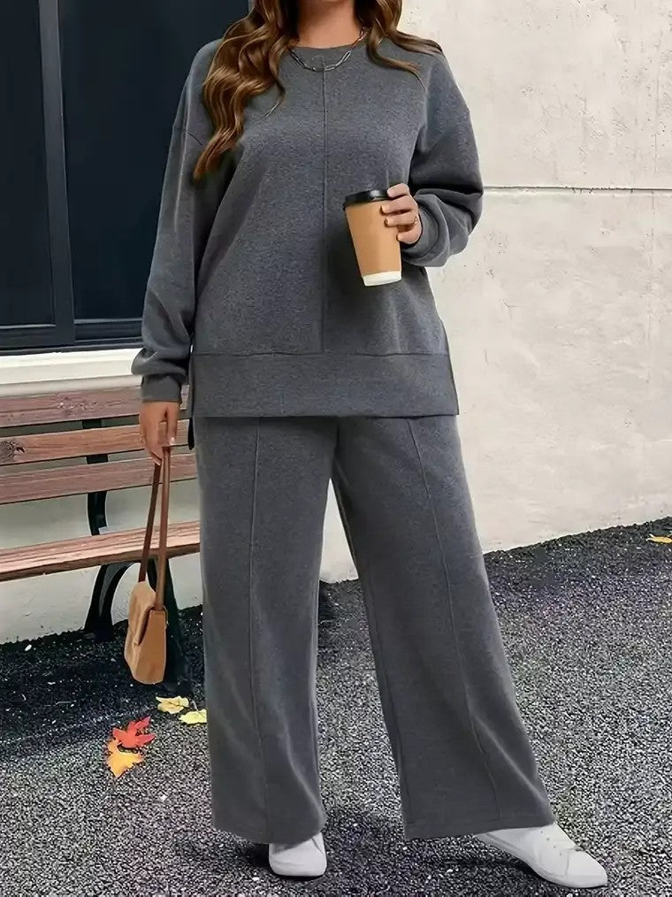 Cozy Wide-Leg Lounge Set – Two-Piece Relaxed Fit