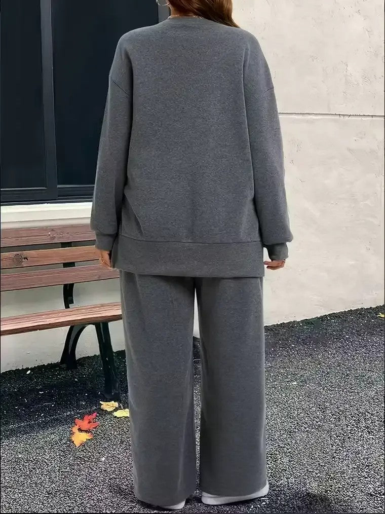 Cozy Wide-Leg Lounge Set – Two-Piece Relaxed Fit