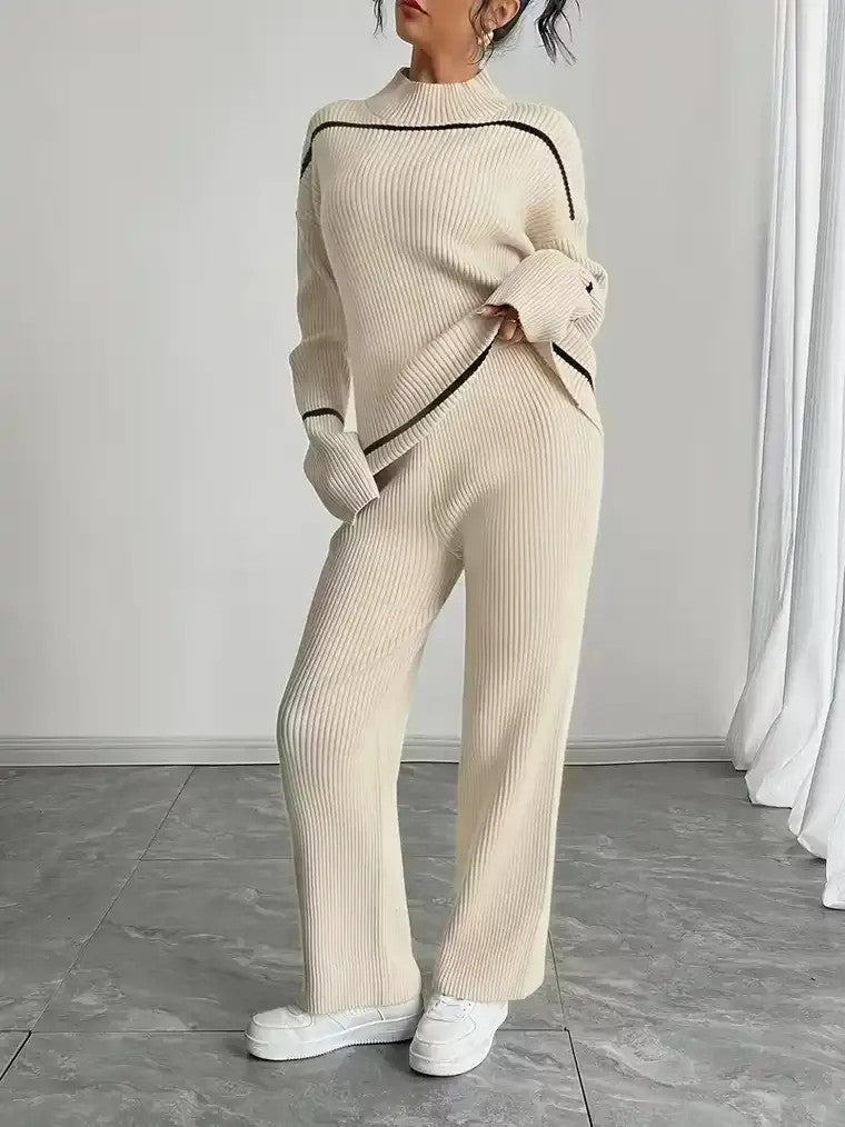 Ribbed Knit Two-Piece Lounge Set – Soft, Stretchy & Minimalist