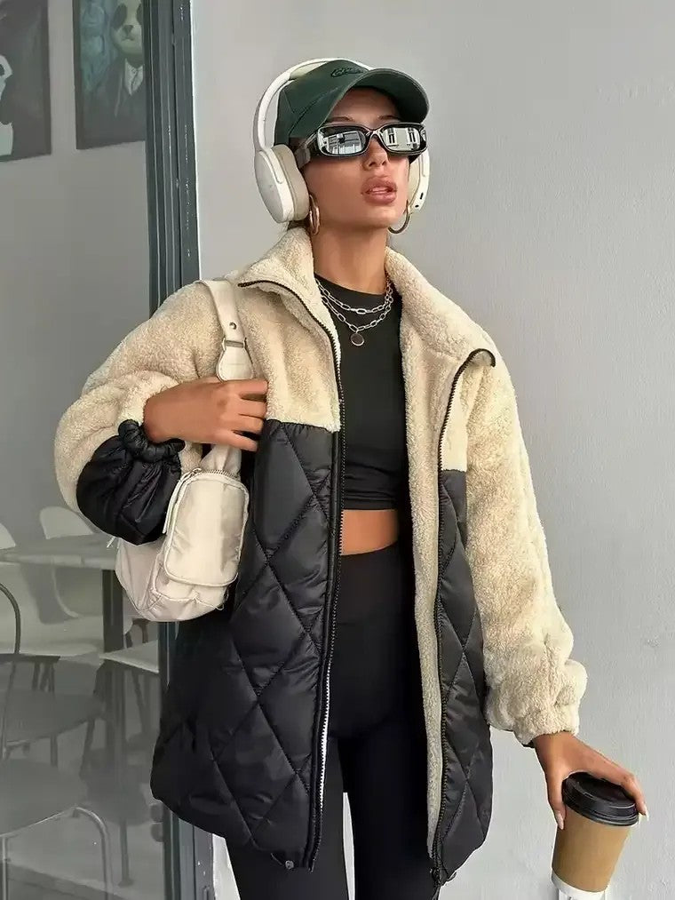 Women's Two-Tone Patchwork Coat