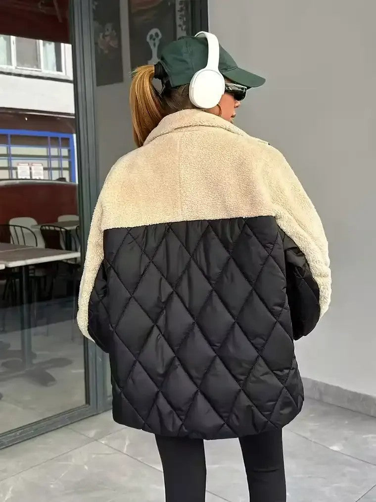 Women's Two-Tone Patchwork Coat