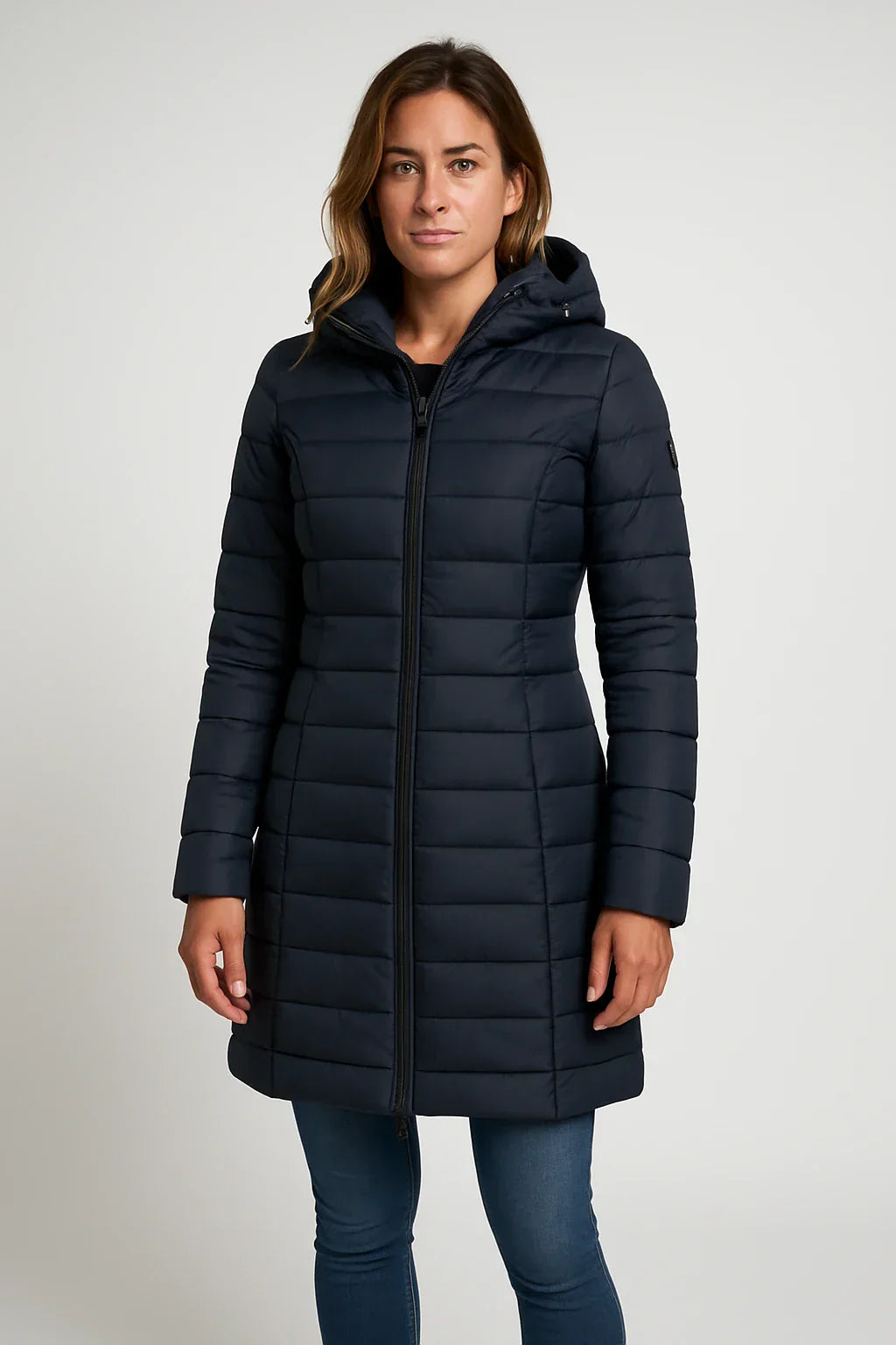 Essential Mid-Length Puffer Coat with Hood – Lightweight, Warm & Timeless