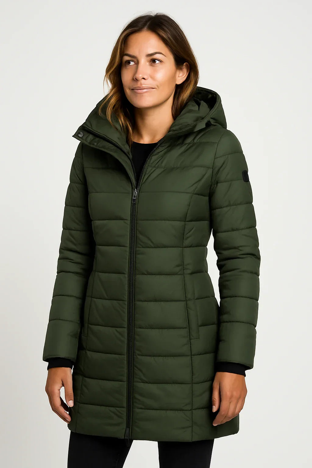 Essential Mid-Length Puffer Coat with Hood – Lightweight, Warm & Timeless