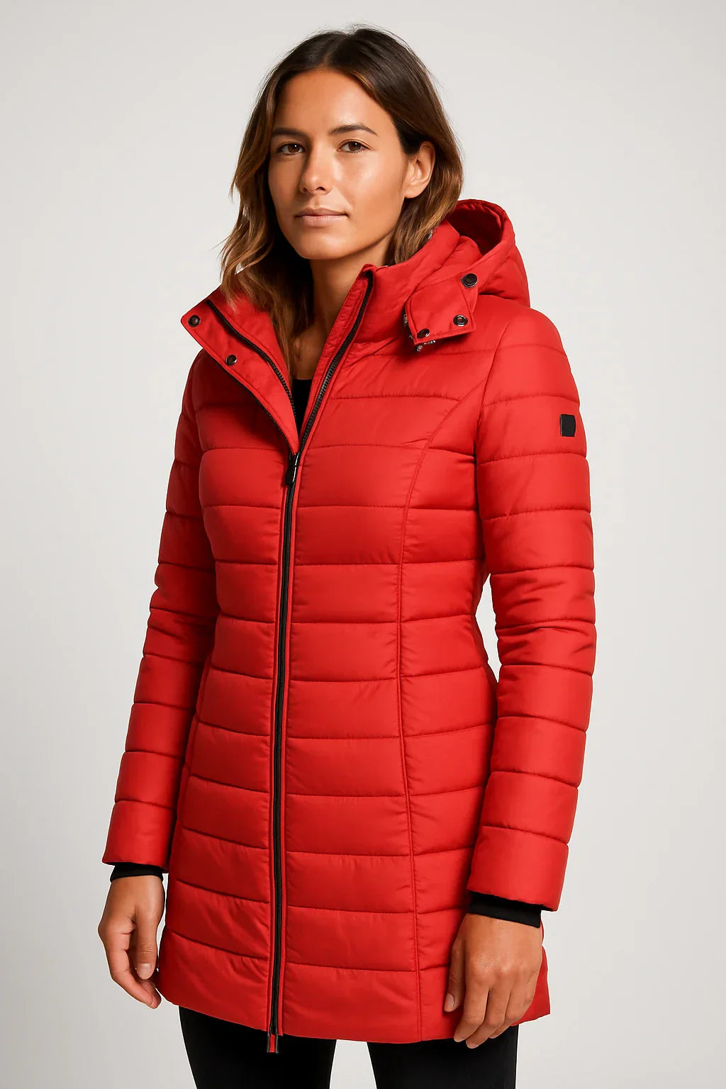 Essential Mid-Length Puffer Coat with Hood – Lightweight, Warm & Timeless
