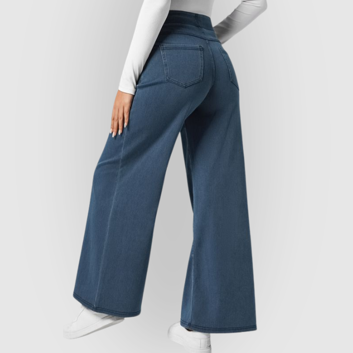 High-Waist Wide-Leg Stretch Denim Women’s Pants