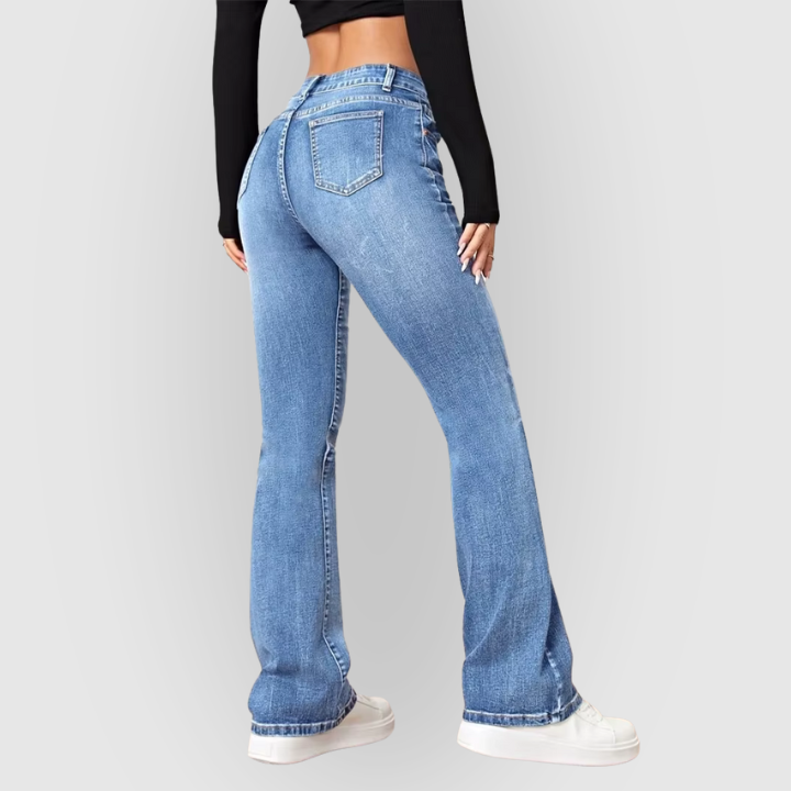 High-Waist Flare Stretch Denim Jeans for Women