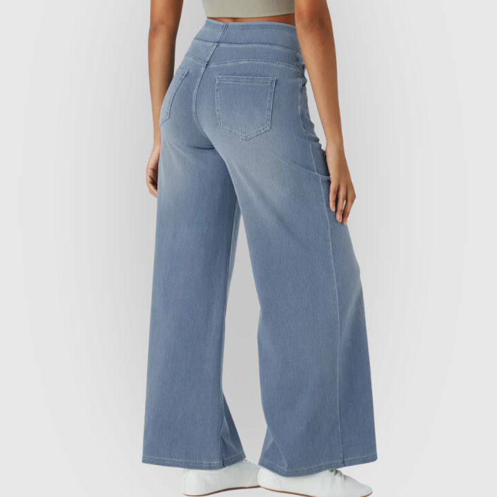 High-Waist Wide-Leg Stretch Denim Women’s Pants