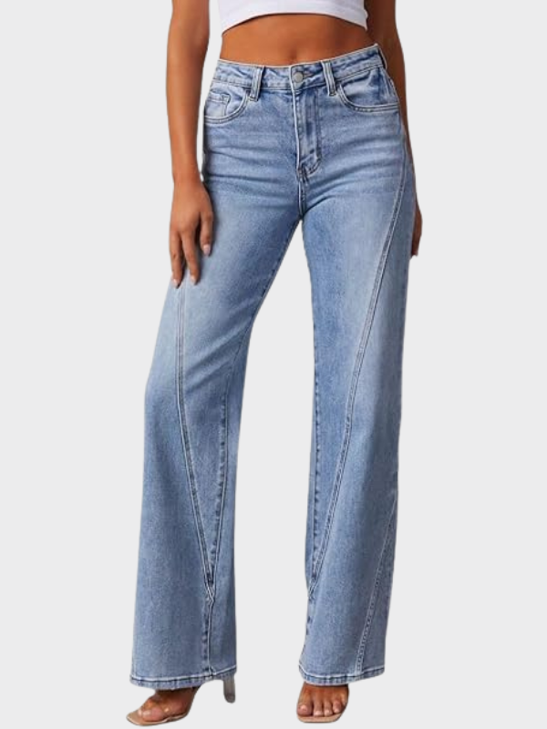 High-Waisted Light Wash Wide-Leg Jeans