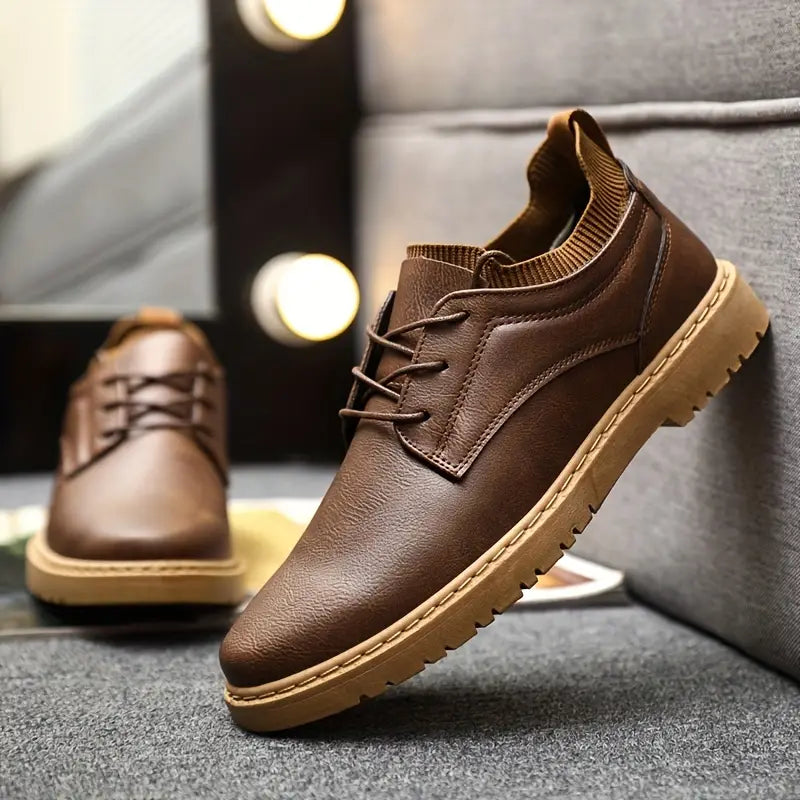 Men’s Classic Leather Lace-Up Shoes – Durable Comfort & Smart Casual Style