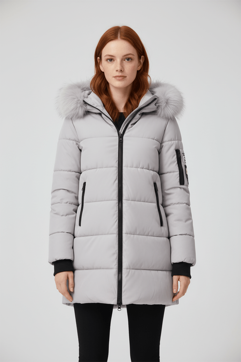 Alannah – Women’s Quilted Insulated Parka Jacket with Fur Collar