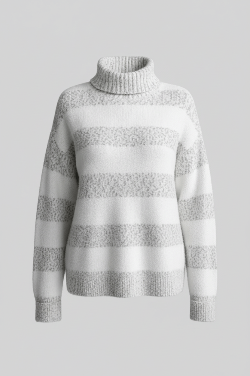 Striped Turtleneck Knit Sweater – Soft, Cosy & Timeless Fit