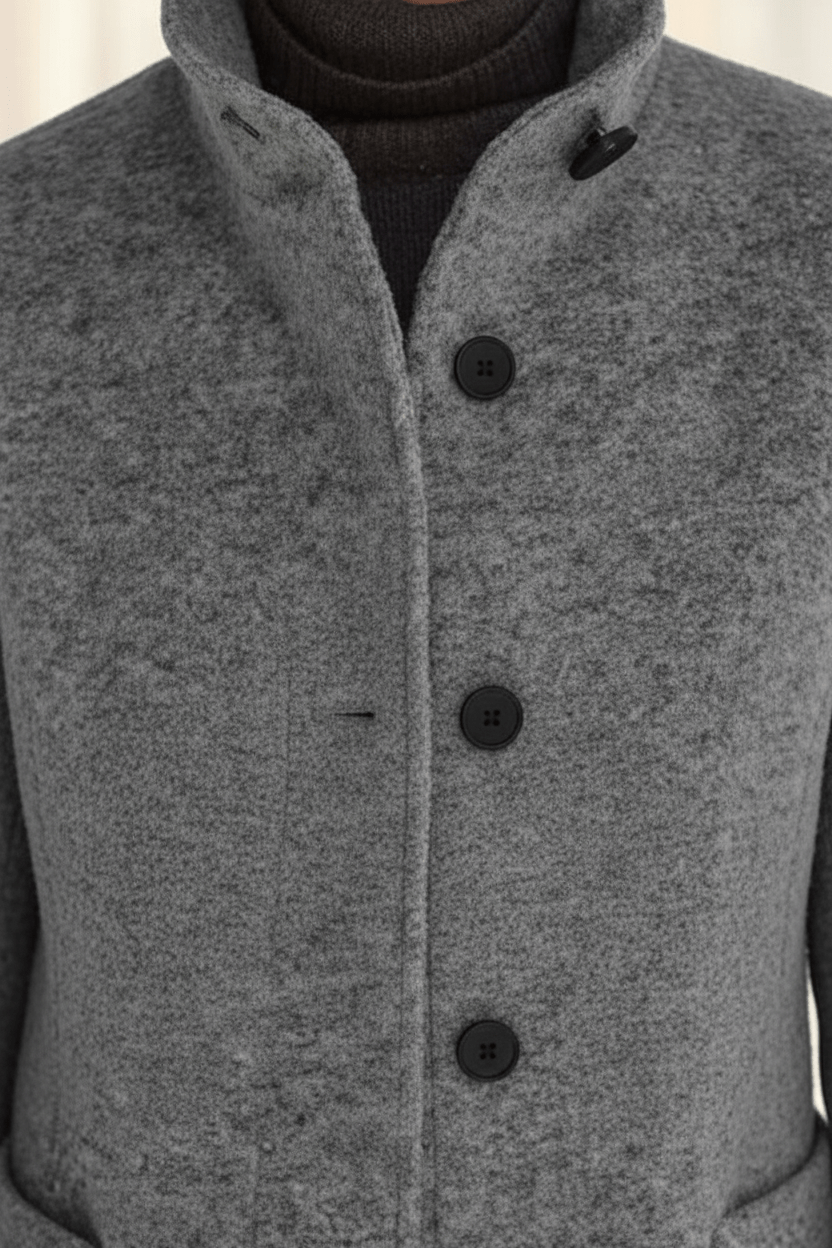 Elegant Stand-Collar Wool-Blend Coat – Timeless & Refined