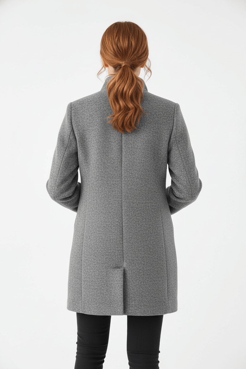 Elegant Stand-Collar Wool-Blend Coat – Timeless & Refined