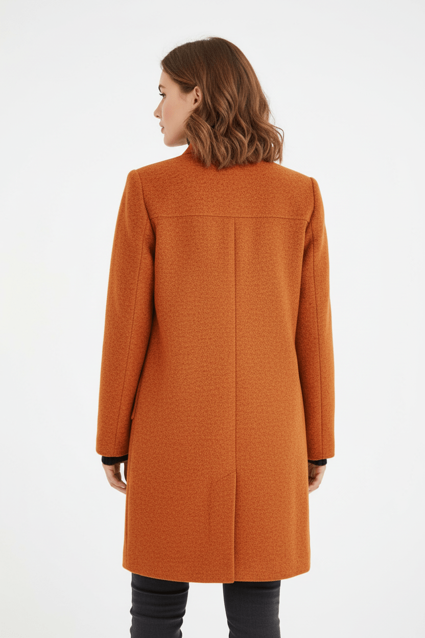 Elegant Stand-Collar Wool-Blend Coat – Timeless & Refined