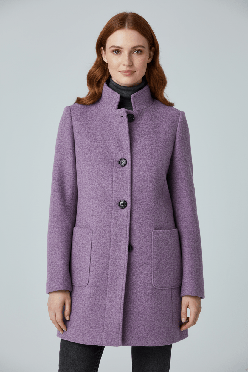 Elegant Stand-Collar Wool-Blend Coat – Timeless & Refined