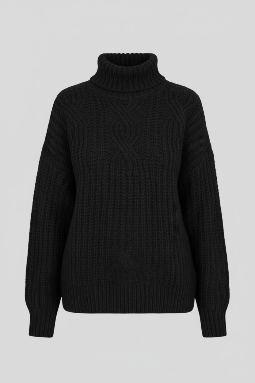 Women’s Cable Knit Jumper with High Neck