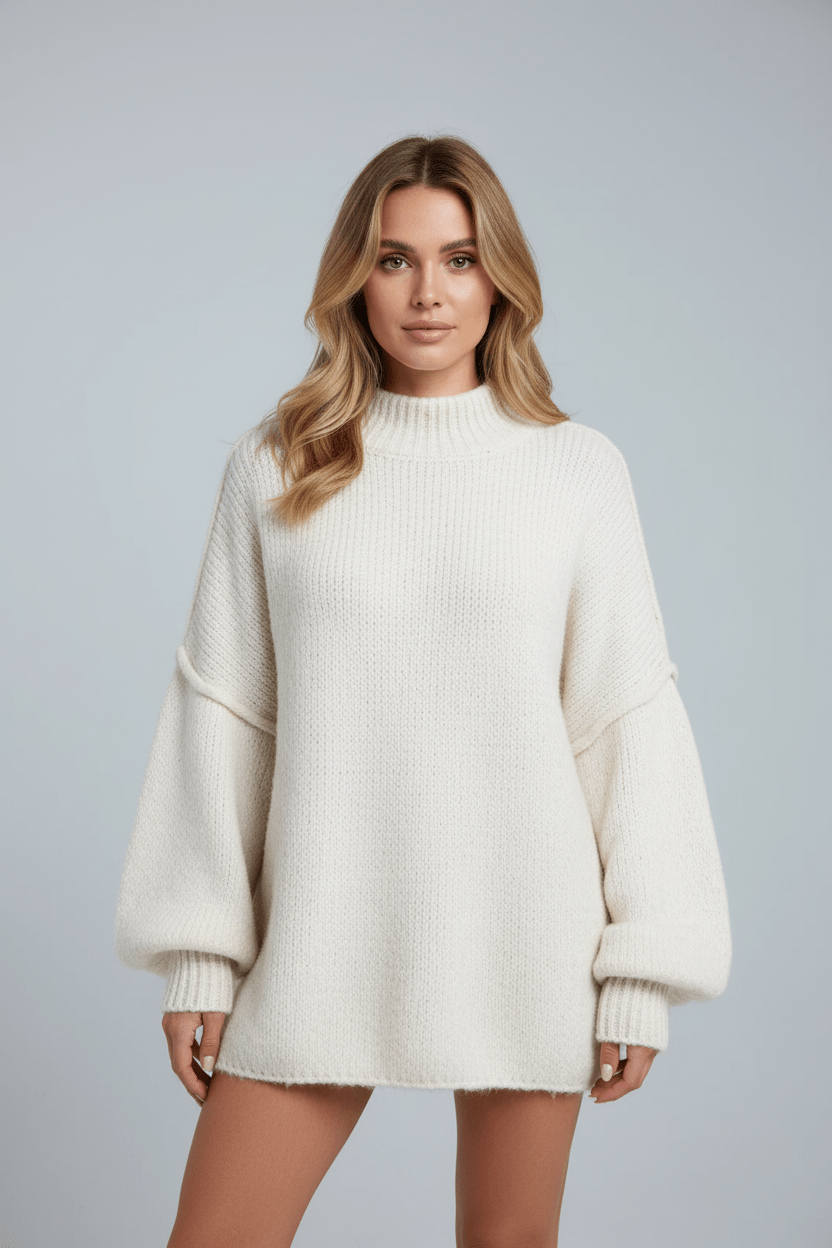 Women’s Oversized Knit Jumper with Balloon Sleeves
