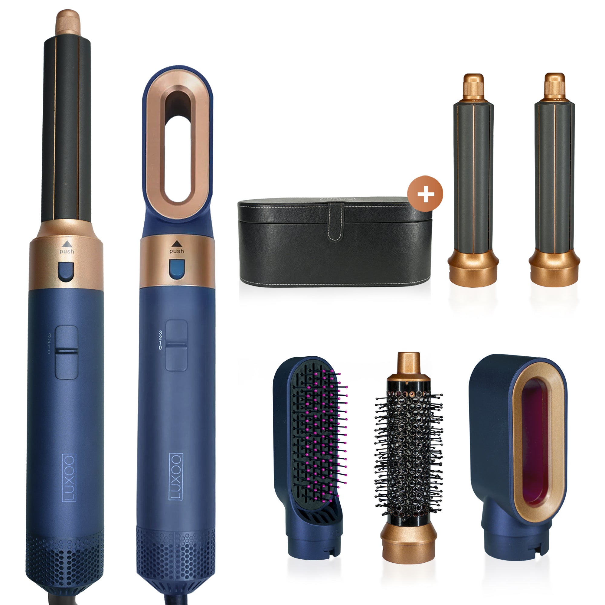 Luxoo Airstyler Blauw goud + opbergccase