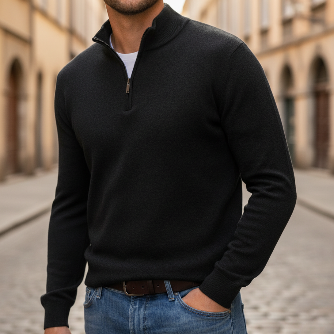 Essential Half-Zip Knit Sweater – Premium Men’s Smart Casual Jumper