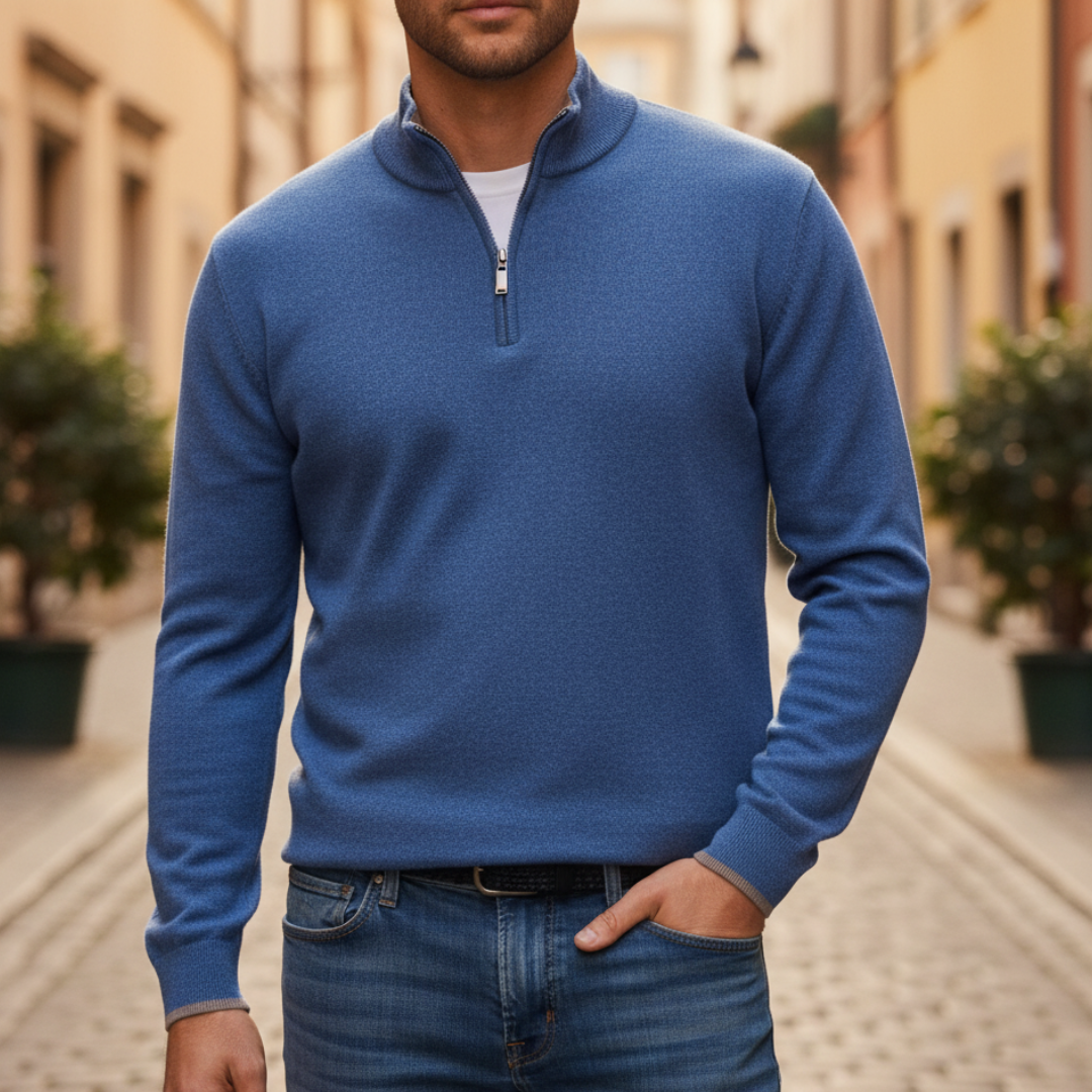 Essential Half-Zip Knit Sweater – Premium Men’s Smart Casual Jumper