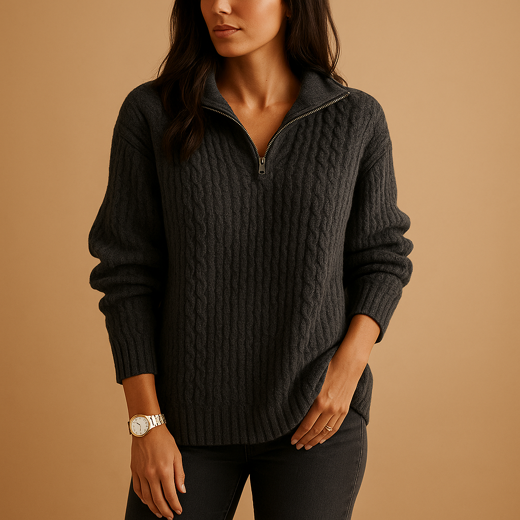 Ribbed Half-Zip Knit Sweater – Soft, Warm & Timeless Design