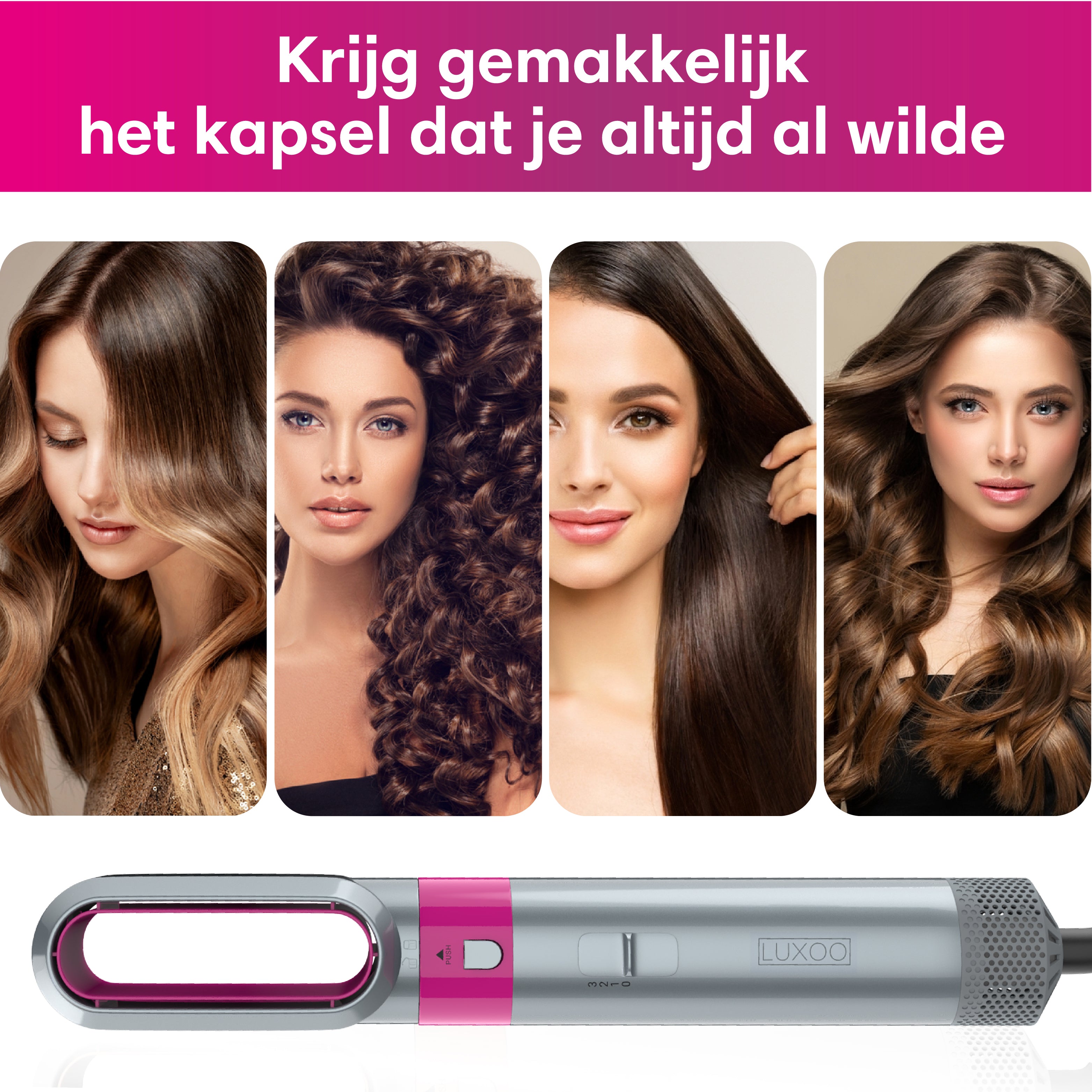 Luxoo Airstyler Roze Zilver