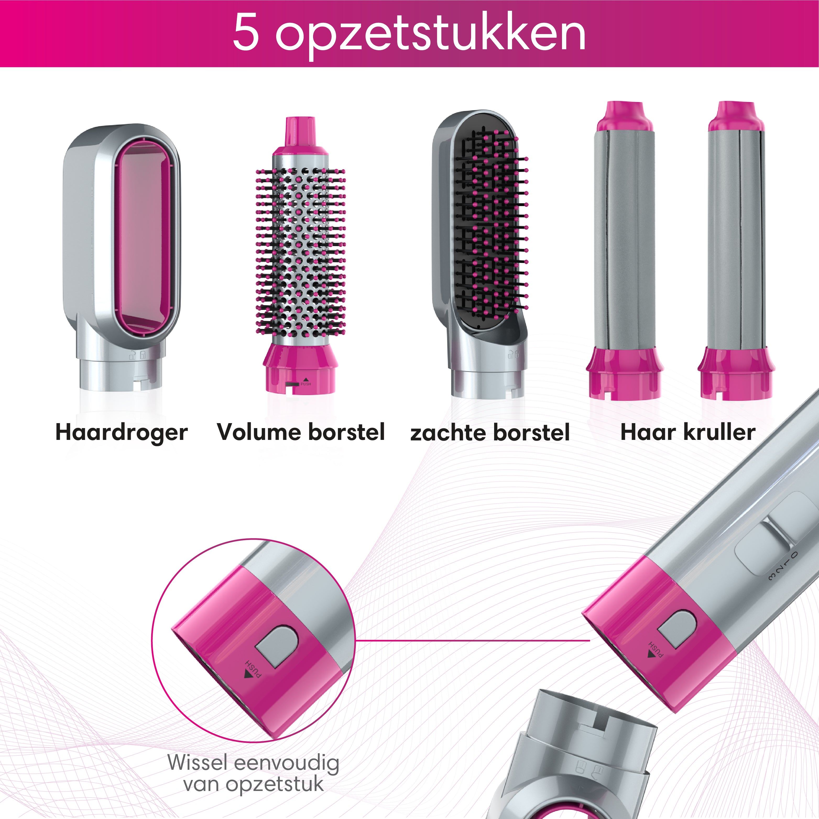 Luxoo Airstyler Roze Zilver