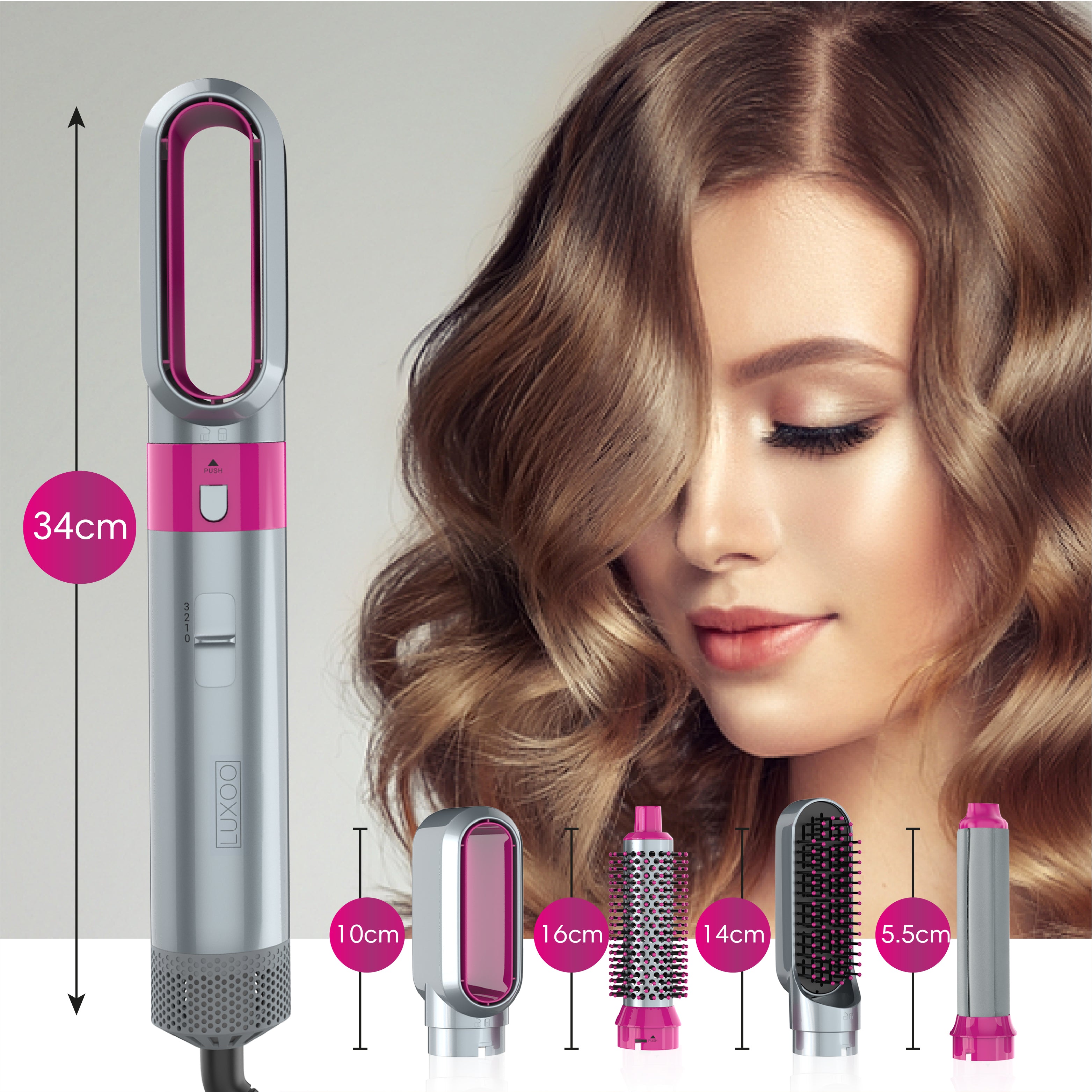 Luxoo Airstyler Roze Zilver