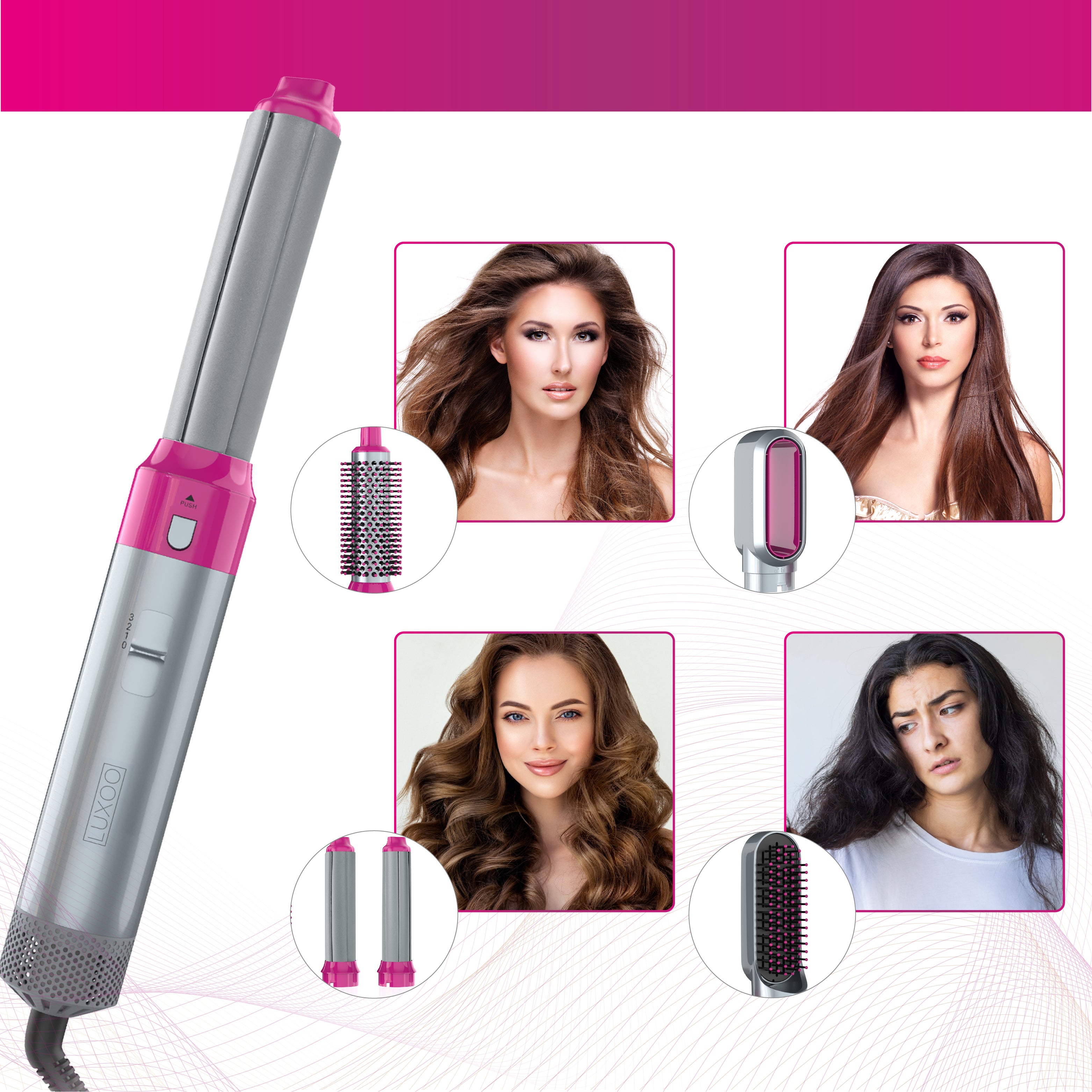 Luxoo Airstyler Roze Zilver