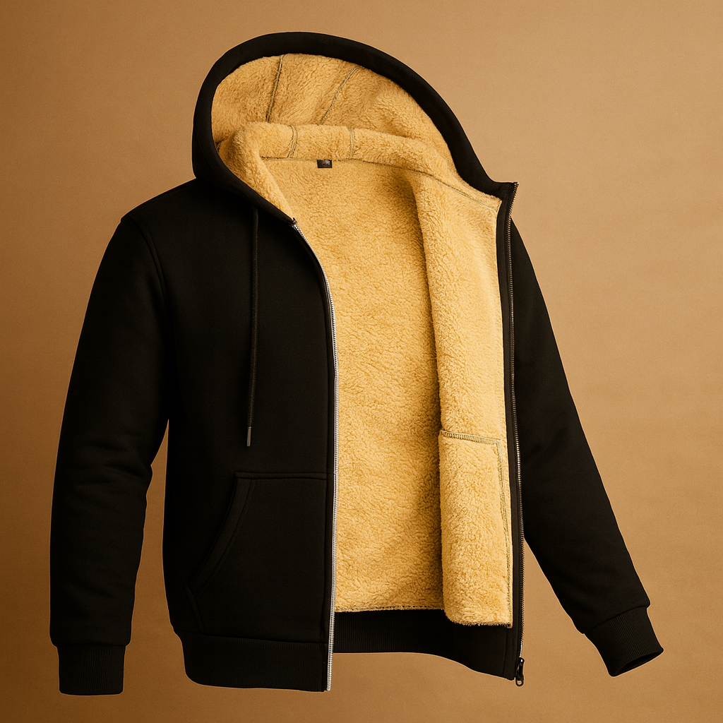 Men’s Premium Sherpa-Lined Zip Hoodie – Ultra-Warm, Soft & Winter Essential