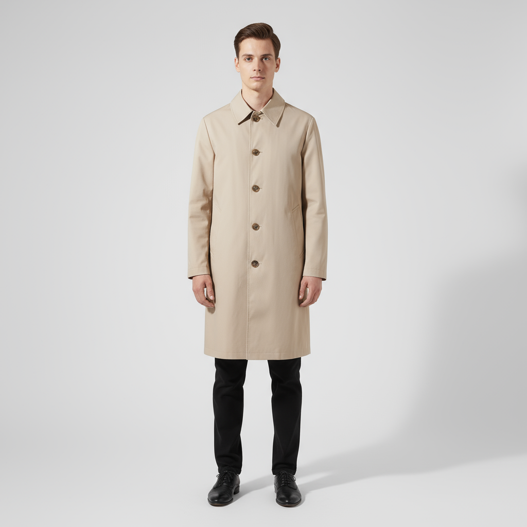 Men’s Classic Long Overcoat – Tailored, Elegant & Weather-Resistant