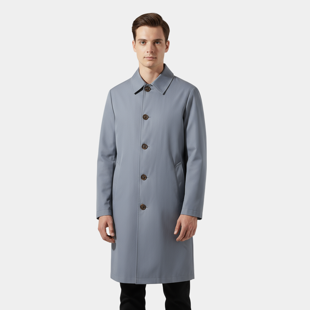 Men’s Classic Long Overcoat – Tailored, Elegant & Weather-Resistant