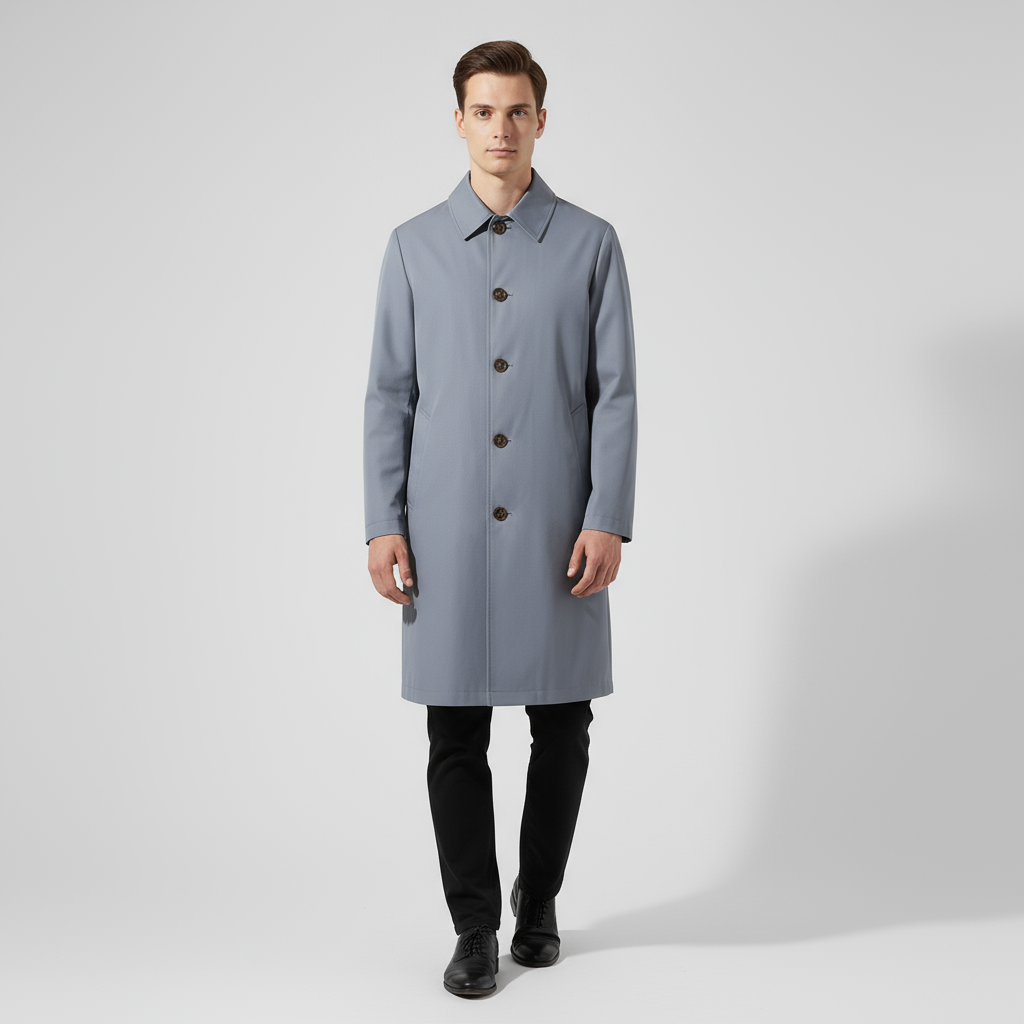 Men’s Classic Long Overcoat – Tailored, Elegant & Weather-Resistant