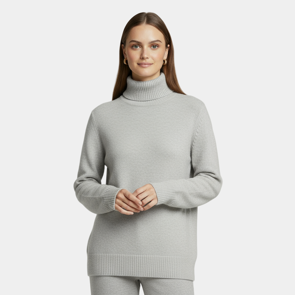 Classic Black Turtleneck Knit Sweater for Women