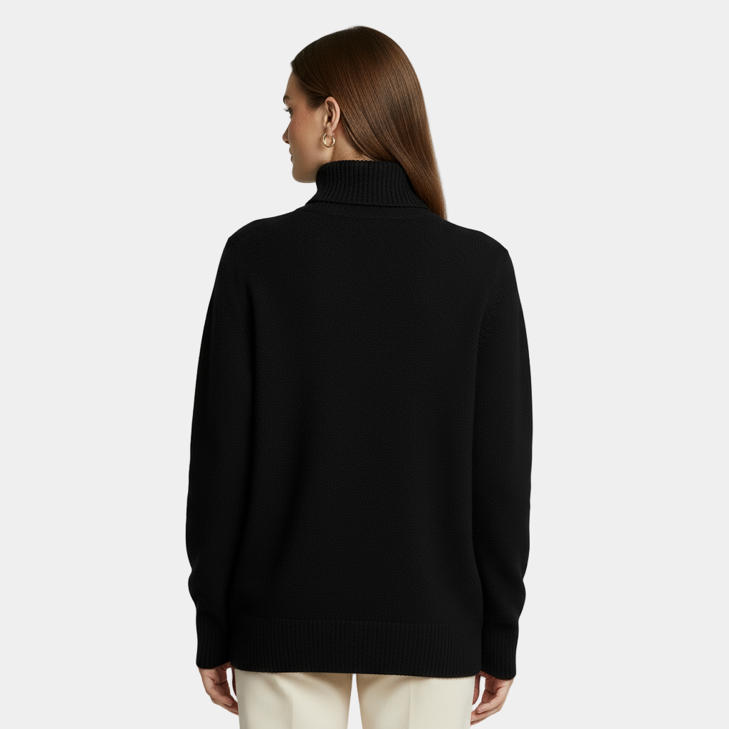 Classic Black Turtleneck Knit Sweater for Women