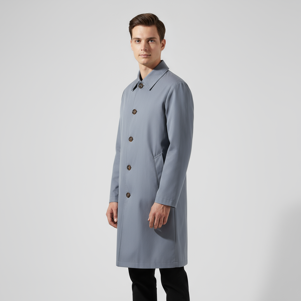 Men’s Classic Long Overcoat – Tailored, Elegant & Weather-Resistant