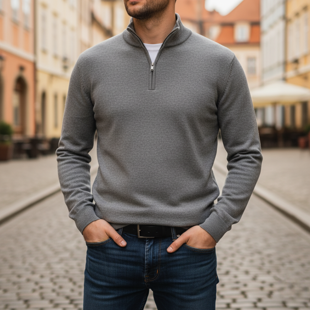 Essential Half-Zip Knit Sweater – Premium Men’s Smart Casual Jumper
