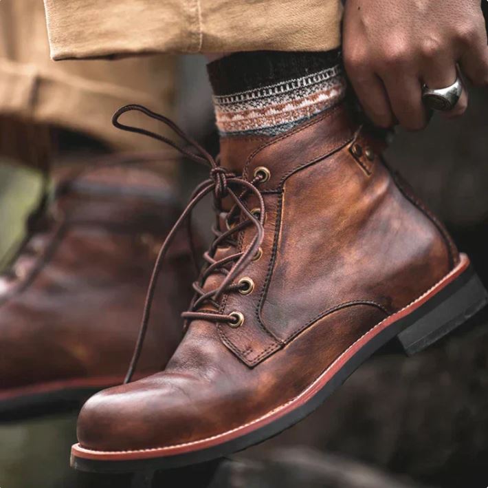 Men’s Black Leather Ankle Boots – Classic Design & All-Day Comfort
