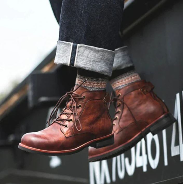 Men’s Black Leather Ankle Boots – Classic Design & All-Day Comfort