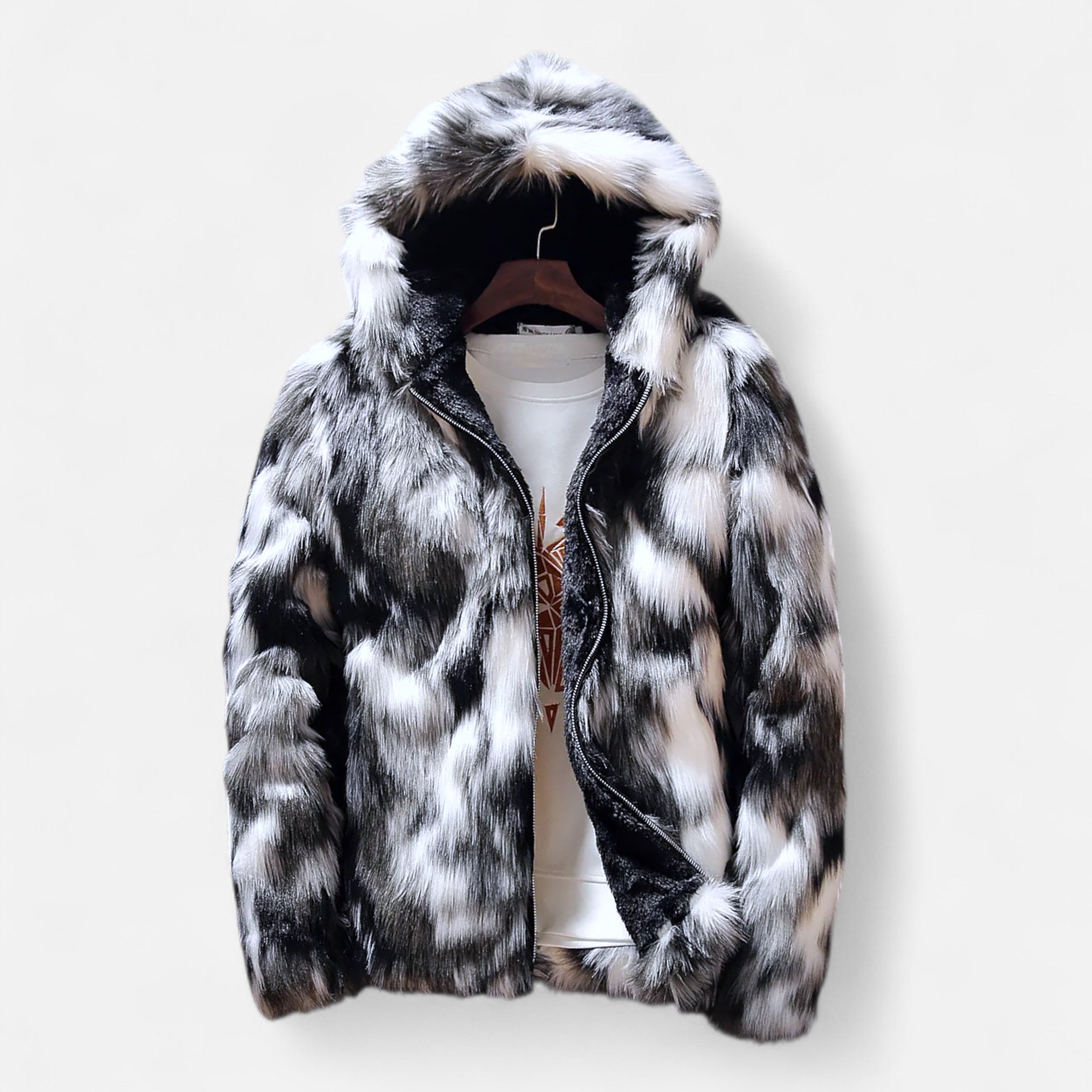 Men’s Premium Faux Fur Hooded Jacket – Luxury Winter Edition