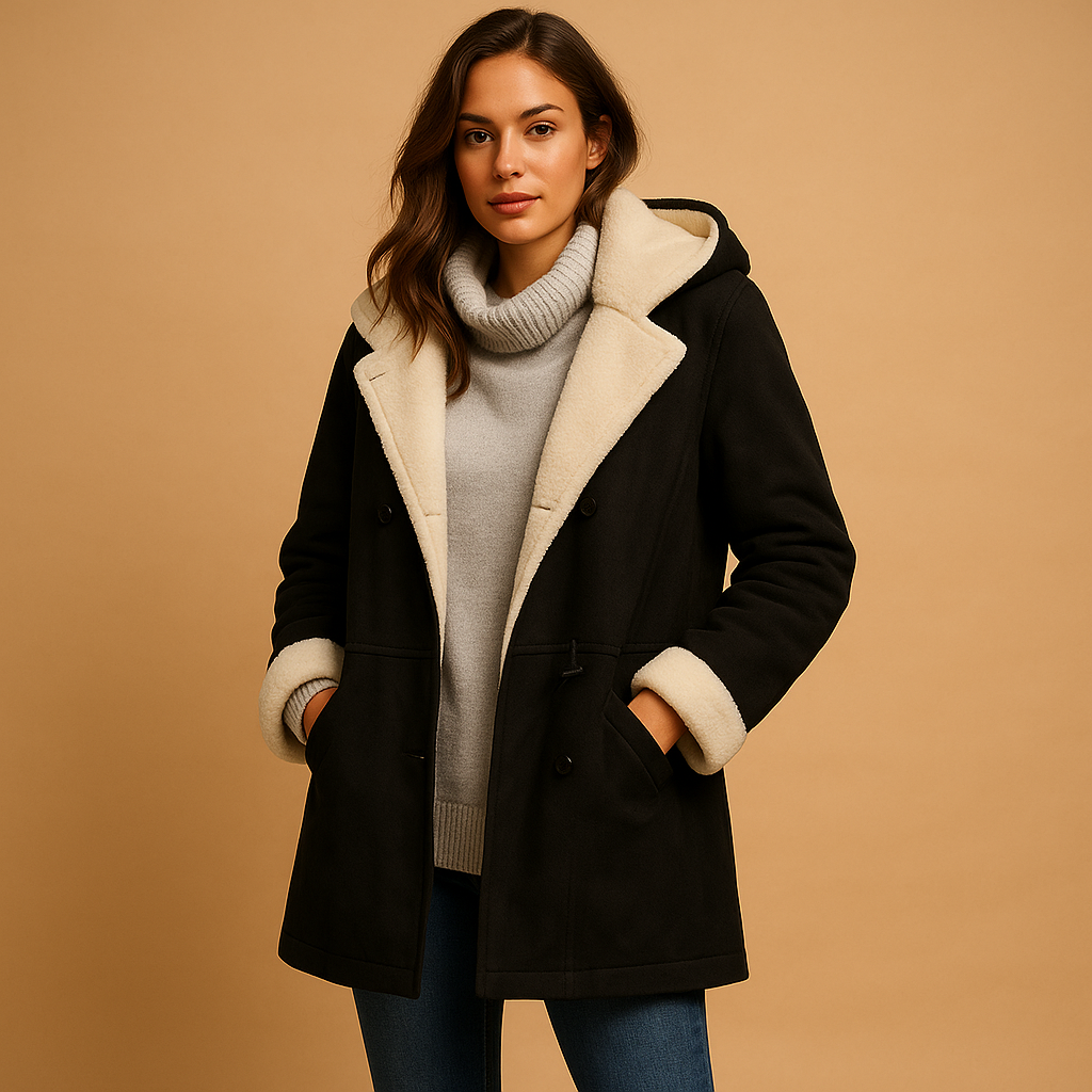 Warm Shearling-Lined Toggle Coat – Stylish, Soft & Winter-Ready