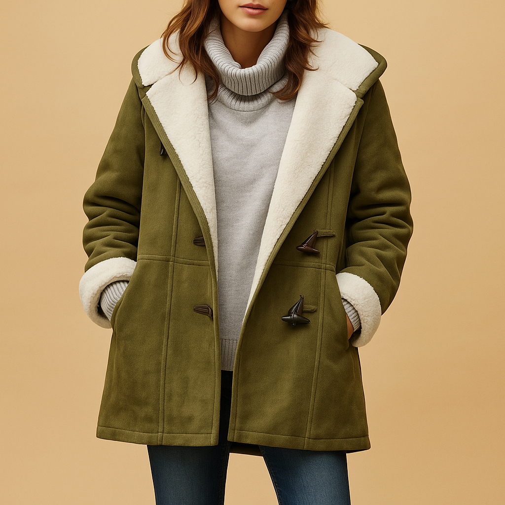 Warm Shearling-Lined Toggle Coat – Stylish, Soft & Winter-Ready