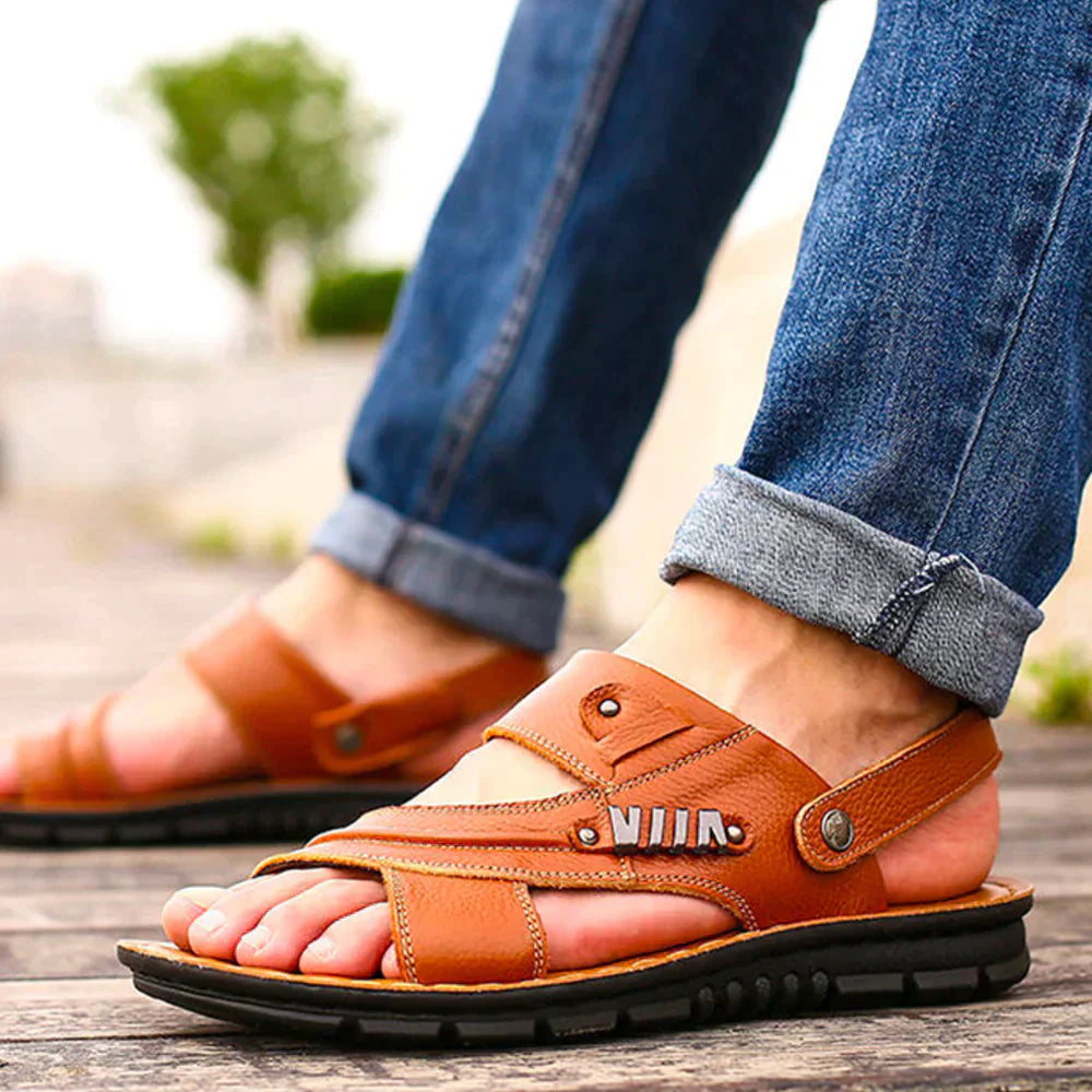 Men’s Leather Outdoor Sandals – Casual Comfort for Summer Days