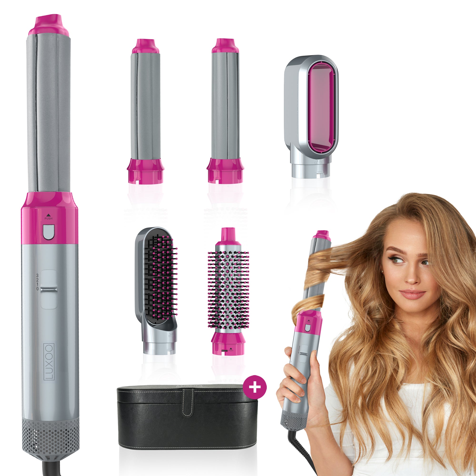 Luxoo Airstyler roze zilver + opbergccase