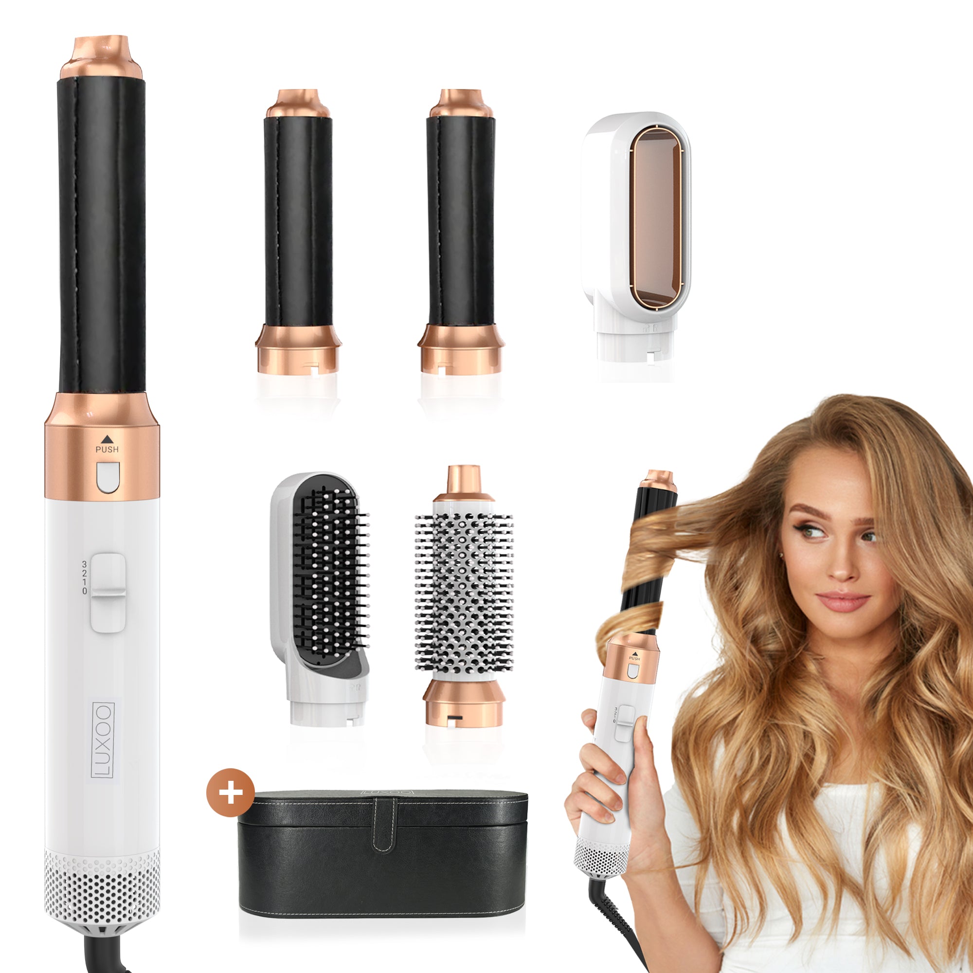 Luxoo Airstyler Wit goud + opbergccase